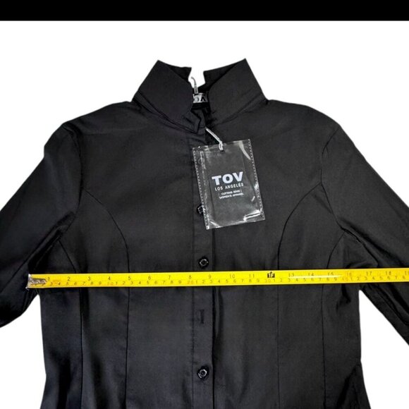 NWT TOV Los Angeles Gothic Blouse Sz.M Black Bell Sleeve High Collar Whimsigoth - Picture 7 of 13